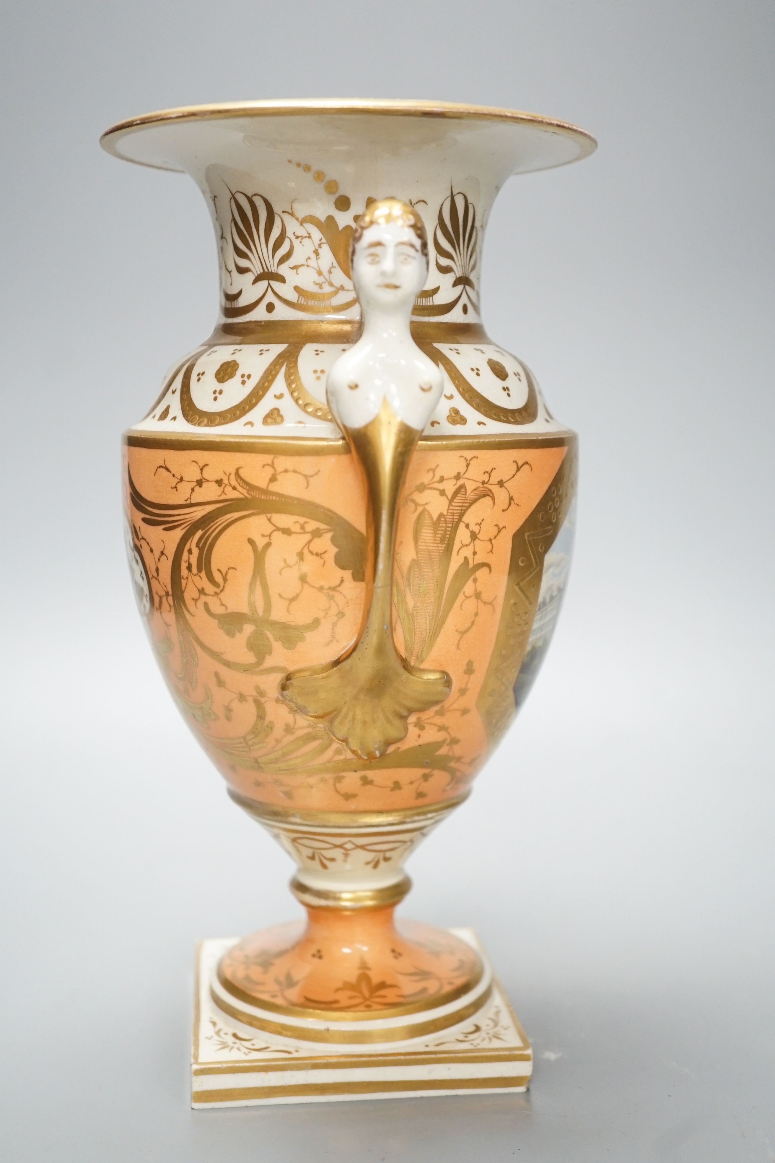 A Worcester Grainger two handled vase painted with a view of South Parade Bath, c.1820, height 24cm